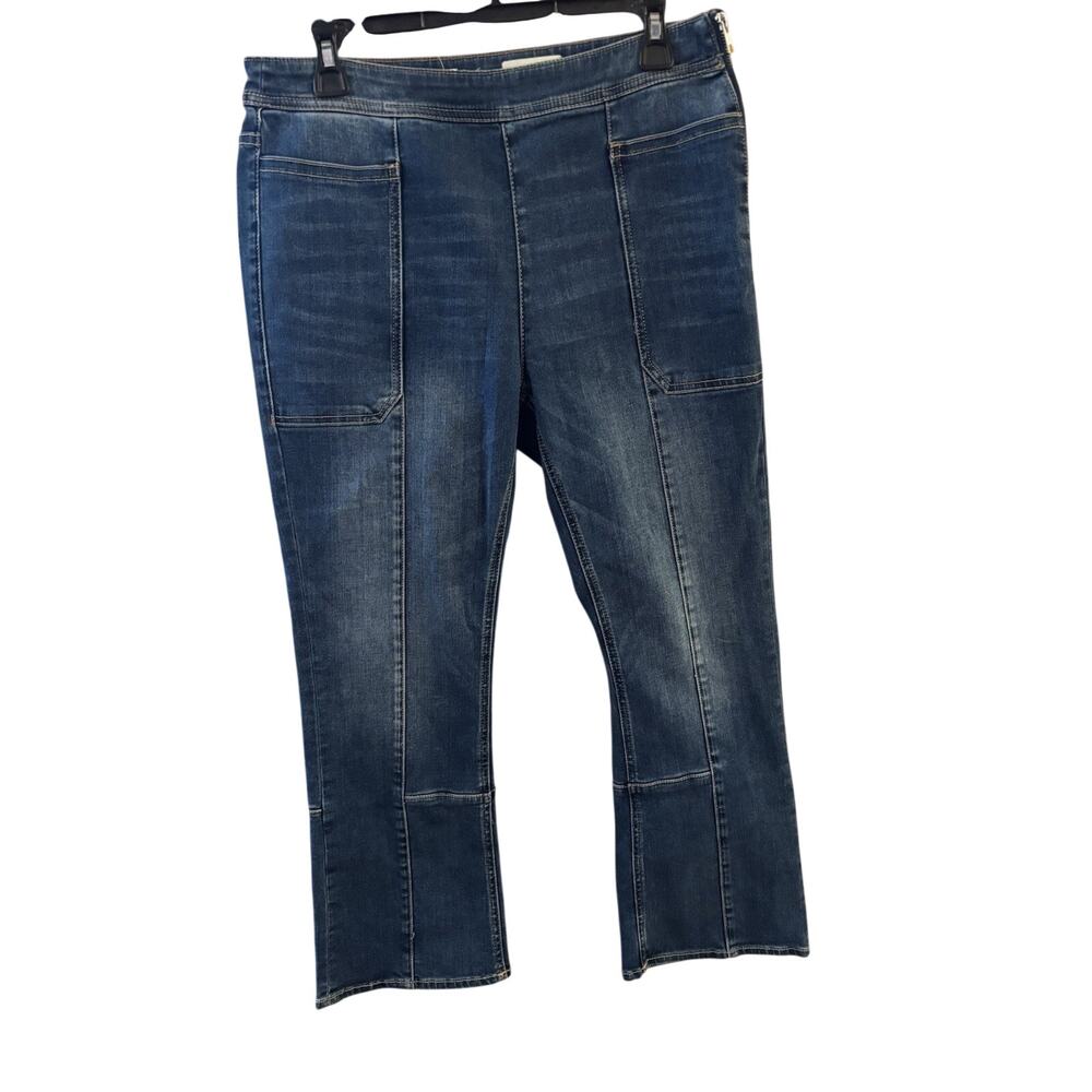 Pilcro Anthropologie Jeans Sz 30 Cropped Flare Leg Side Zip High Rise Utility